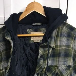 Men’s Quilted, Hooded, Flannel Button Down Shirt